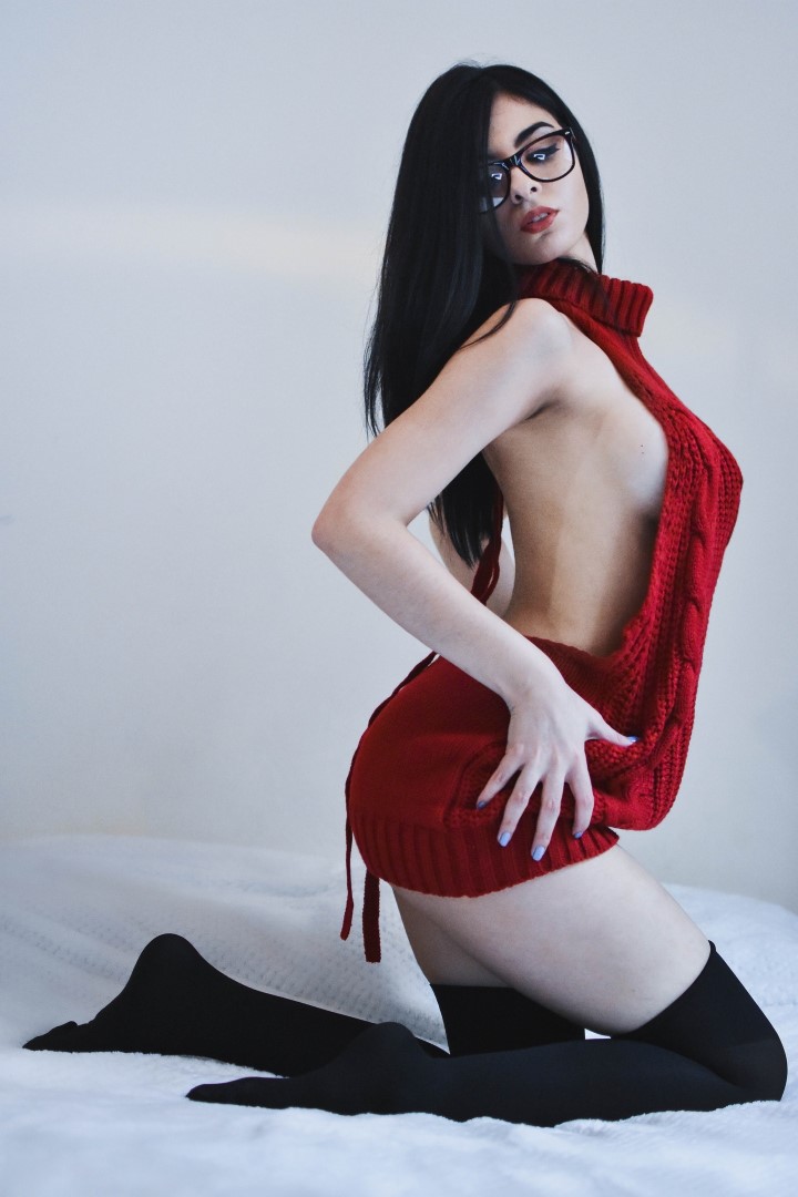 Valentina Kryp Red Virgin Killer Sweater. 
